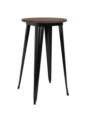 Flash Furniture 24" Round Metal Indoor Bar Height Table With Rustic Wood Top