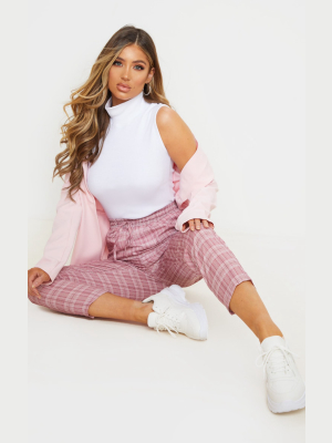 Pink Checked Casual Pants