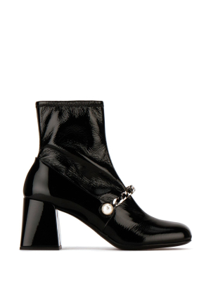 Miu Miu Chain Embellished Ankle Boots