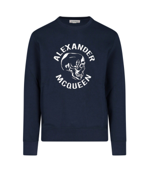 Alexander Mcqueen Skull Logo Embroidered Sweatshirt