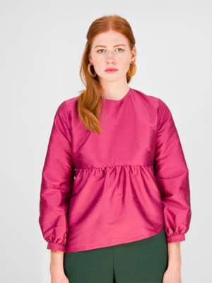 Beth - Daisy Top / Fuscia Dupioni