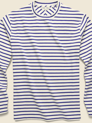 Striped Touch Down Tee - Natural/blue