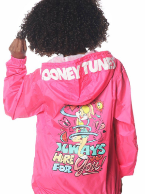 Women's Pink Looney Tunes Popover Windbreaker Jacket