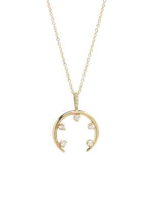 14k Horn 5 Prong Diamond Necklace