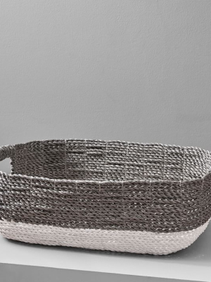 Two-tone Woven Underbed Basket – Gray/white