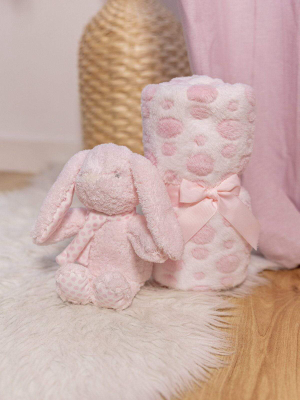 Bunny And Blanket In Pink Gift Set