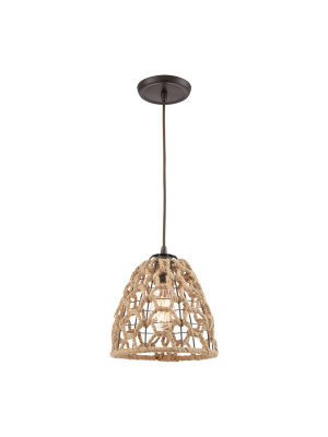 Coastal Inlet 1-light Mini Pendant In Oil Rubbed Bronze With Rope