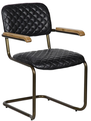 Noir 0045 Vintage Black Leather Arm Chair