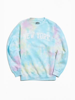 New York Collegiate Tie-dye Crew Neck Sweatshirt