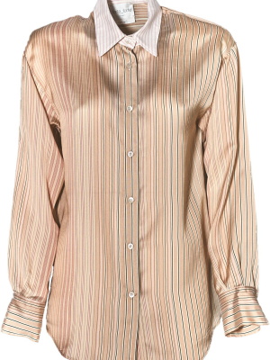 Forte Forte Striped Contrasting Collar Shirt