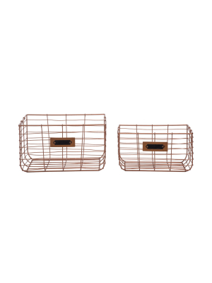 Set Of 2 Wire Baskets - Foreside Home And Garden
