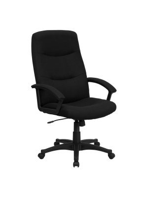 High Back Fabric Executive Swivel Office Chair With Two Line Horizontal Stitch Back And Arms - Riverstone Furniture