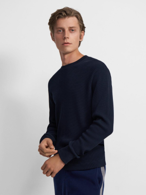 Crewneck Pullover In Waffle-knit Cotton