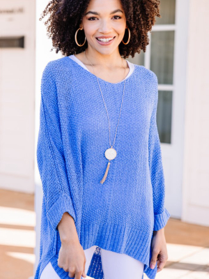 Don't Waste A Moment Diva Blue Oversized Sweater