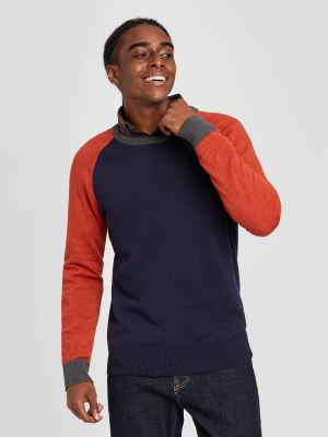 Men's Colorblock Regular Fit Crewneck Sweater - Goodfellow & Co™ Xavier Navy