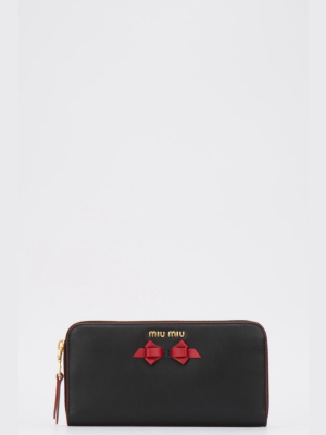 Miu Miu Bow Motif Zip-around Long Wallet