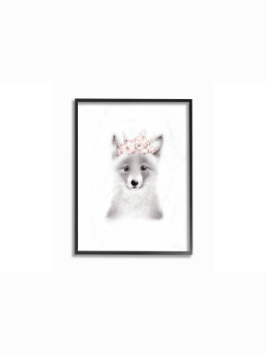 11"x1.5"x14" Sketched Fluffy Fox Flowers Framed Giclee Texturized Art - Stupell Industries