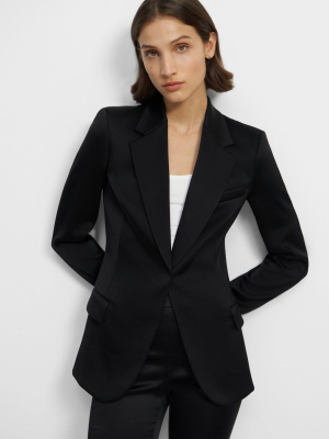 Fitted Blazer In Gloss Sateen