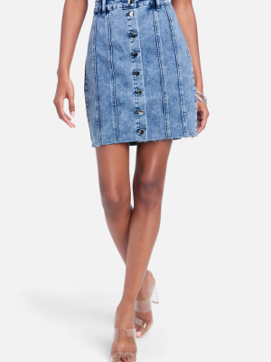 Multi Stitch Fitted Jean Skirt