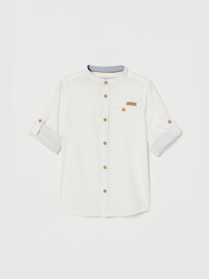 Band-collar Shirt