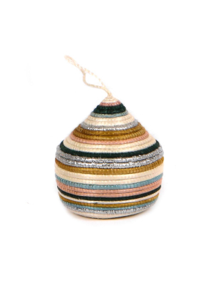 Handwoven Baskets By Blu Pastel Colors + Silver Bulb Ornament