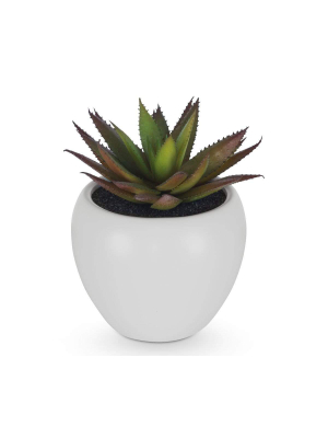 Small Potted Red And Green Faux Succulent