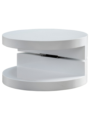 Osto Small Oval Rotatable Coffee Table Glossy White - Christopher Knight Home