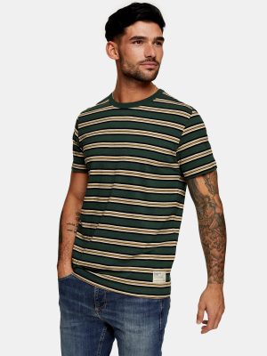 Selected Homme Green Stripe T-shirt