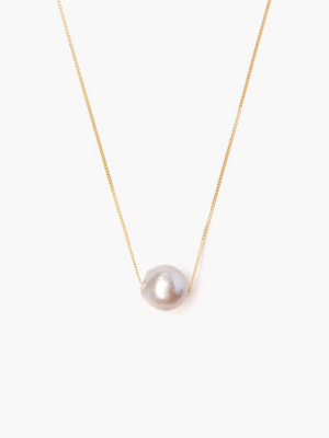 Grey Pearl Long Floating Necklace