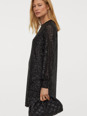 Long-sleeved Sequined Dress