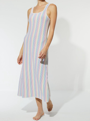 The Kimberly Dress In Rainbow Pinstripe