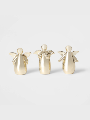 3pk Angel Decorative Figurine Set Gold - Wondershop™