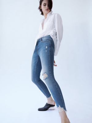 Z1975 Mid Rise Skinny Jeans With Rips
