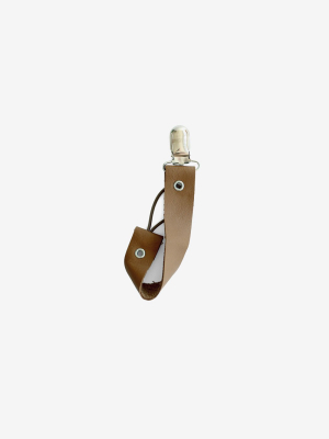 Leather Pacifier Holder - Truffle