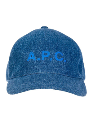 A.p.c. Logo Print Denim Baseball Cap