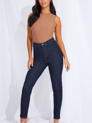 Petite Dark Blue Disco Fit Skinny Jeans