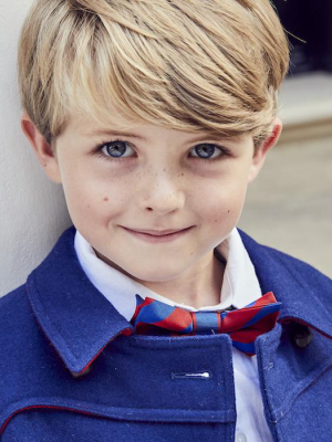 Henley Children's Silk Bow Tie - Blue & Red Varsity Stripes