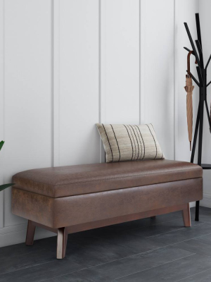 Ethan Rectangular Storage Ottoman Distressed Chestnut Brown - Wyndenhall