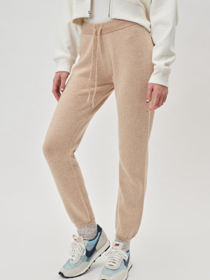 Two Tone Cashmere Sweatpants / Camel X Almond