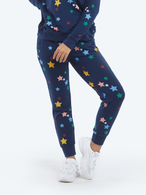 The Softest French Terry Jogger - Scatter Stars In Deep Sea
