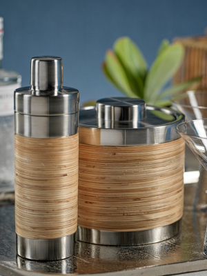 Rattan And Steel Cocktail Shaker