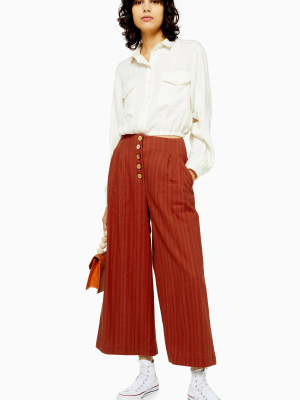 Stripe Linen Crop Wide Pants