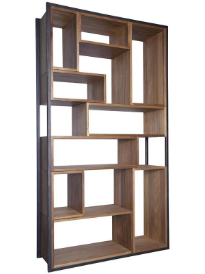 Noir Bauhaus Natural Wood Bookcase