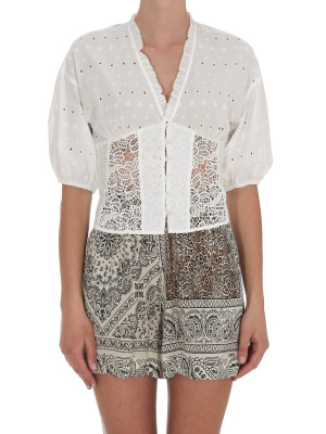 Pinko Lace Embellished Cropped Blouse