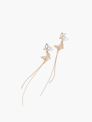 Butterfly Drop Chain Earrings