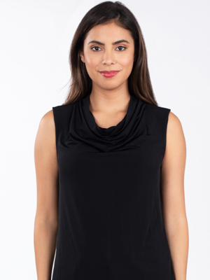 Sleeveless Face Cover Tunic In Black