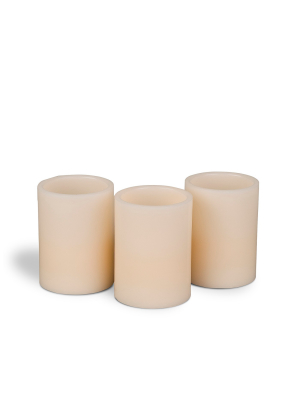 Everlasting Glow Two Sets Of 3 Led Straight Edge Pillar Candles (6 Total Candles).