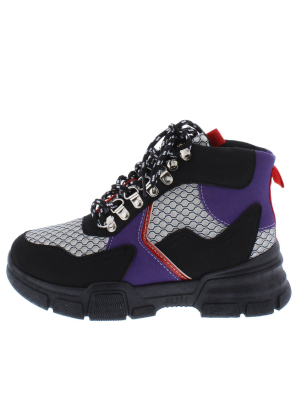 Ghandi42 Black Multi Lace Up Hiking Boot