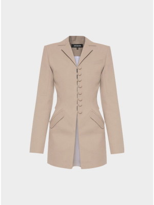 Lado Bokuchava - Cut Out Side Blazer - Beige