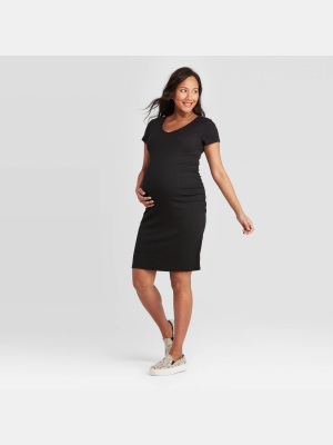 Striped Short Sleeve Rib T-shirt Maternity Dress - Isabel Maternity By Ingrid & Isabel™